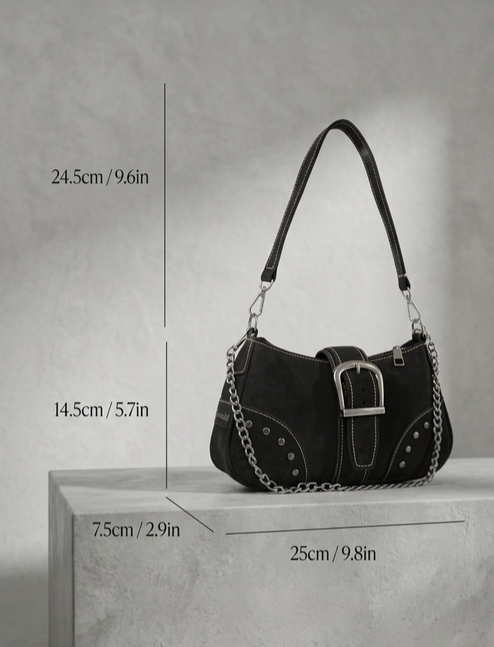 Chain Decorated Punk Style Bag