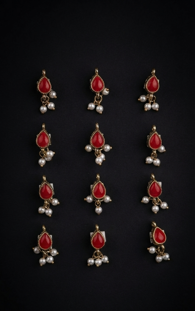 Traditional Teardrop Meenakari Hair Charms (12 pcs)
