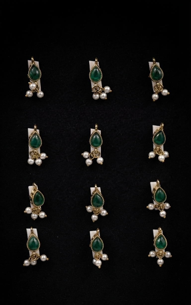 Traditional Teardrop Meenakari Hair Charms (12 pcs)