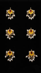 Traditional Teardrop Meenakari & Pearl Hair Charms (6 pcs)
