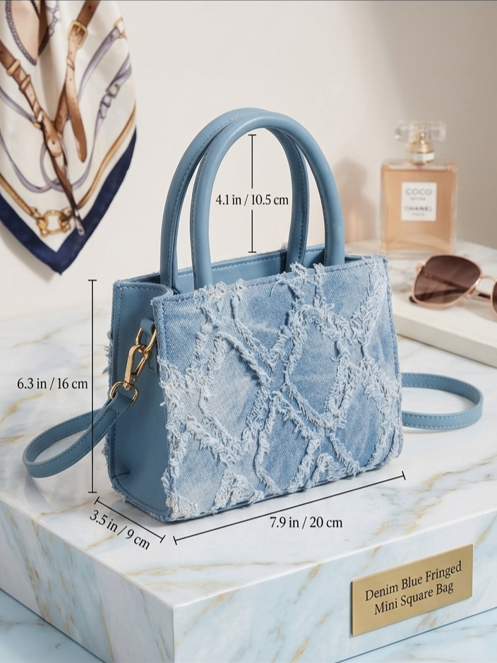 Denim Mini Square Bag